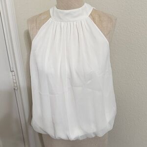 Alice + Olivia White Halter Bubble Hem Camisole